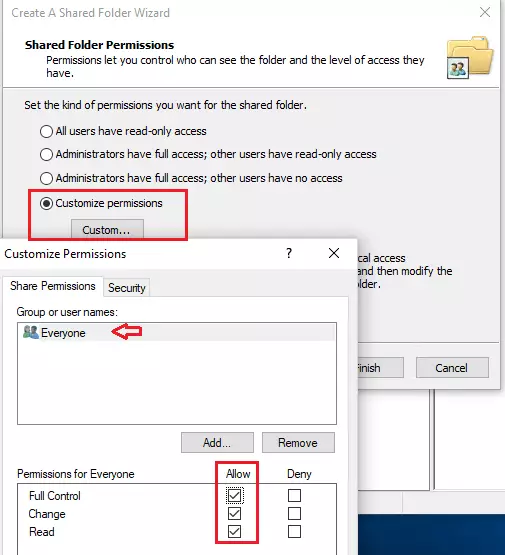 windows shared folder permissions