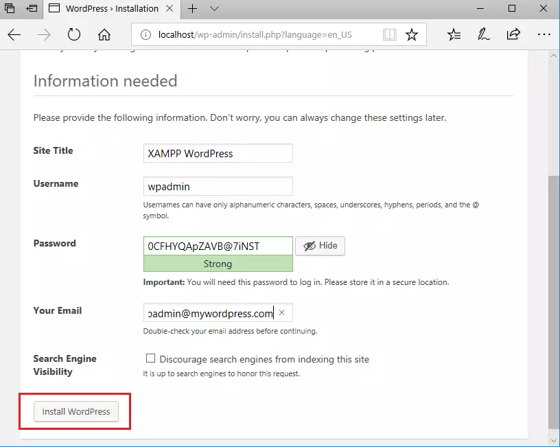 xampp wordpress windows