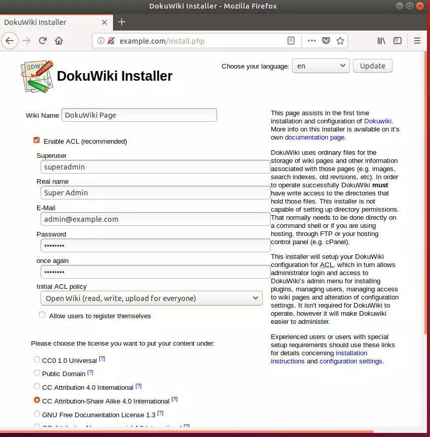 DokuWiki Ubuntu Install