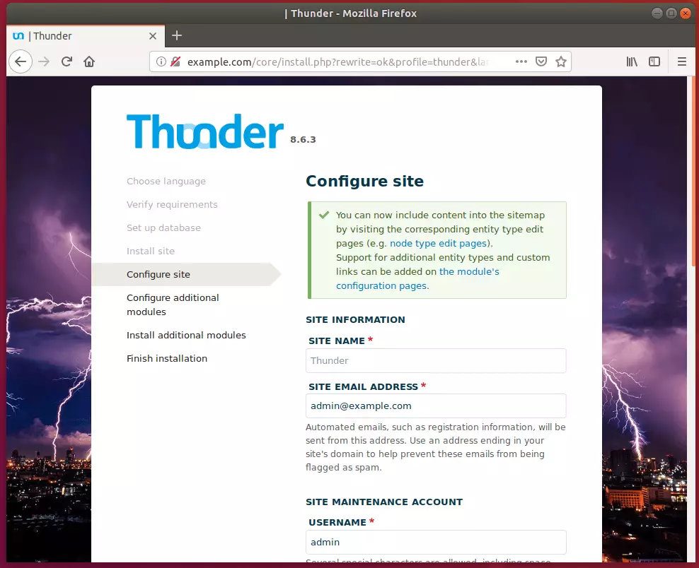 Thunder cms ubuntu