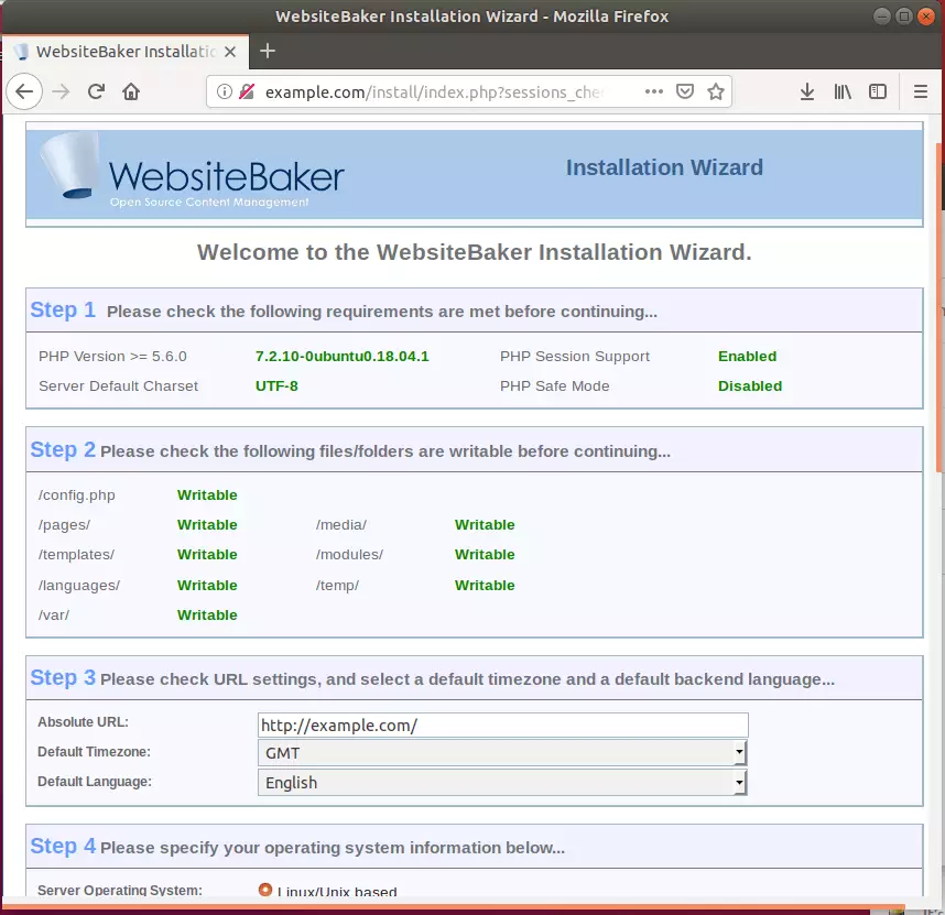 WebsiteBaker Ubuntu install