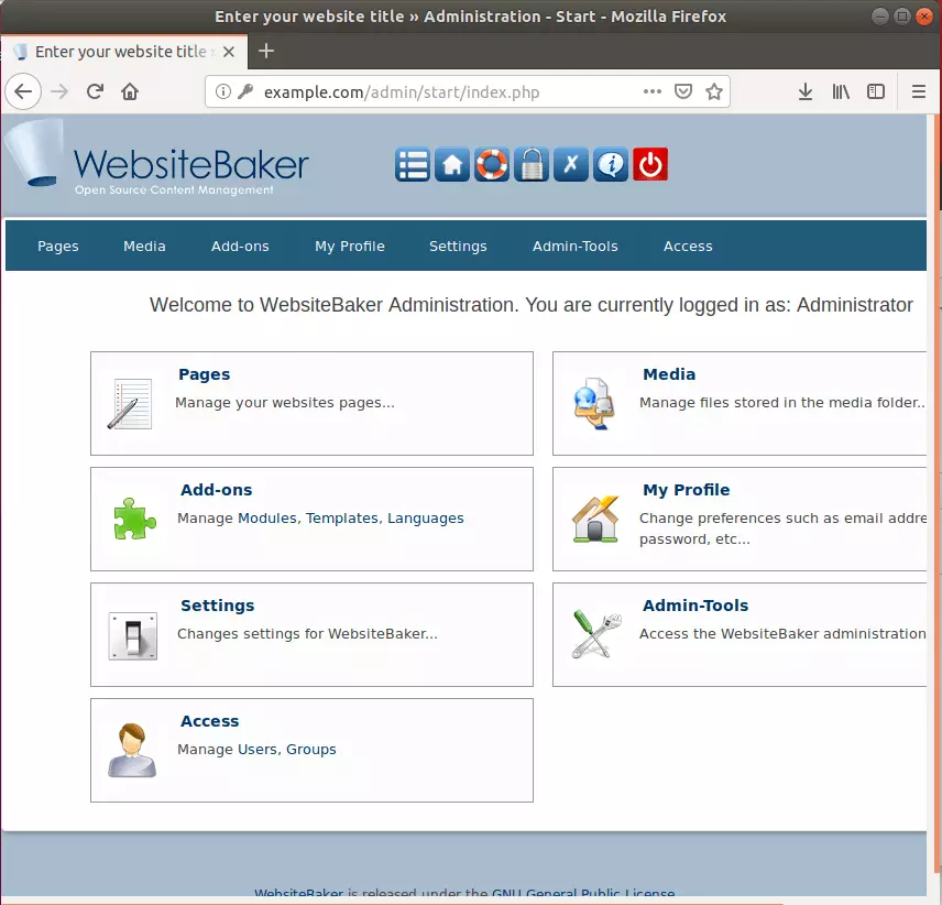 websiteBaker ubuntu setup