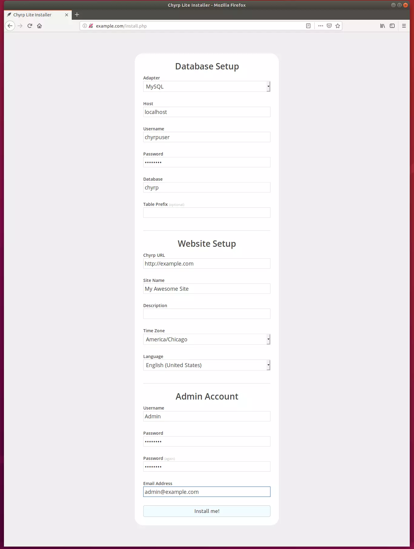 Chyrp-lite ubuntu install