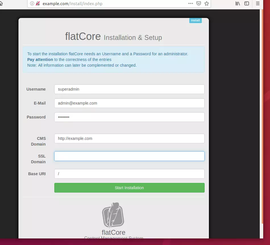 flatCore Ubuntu Install
