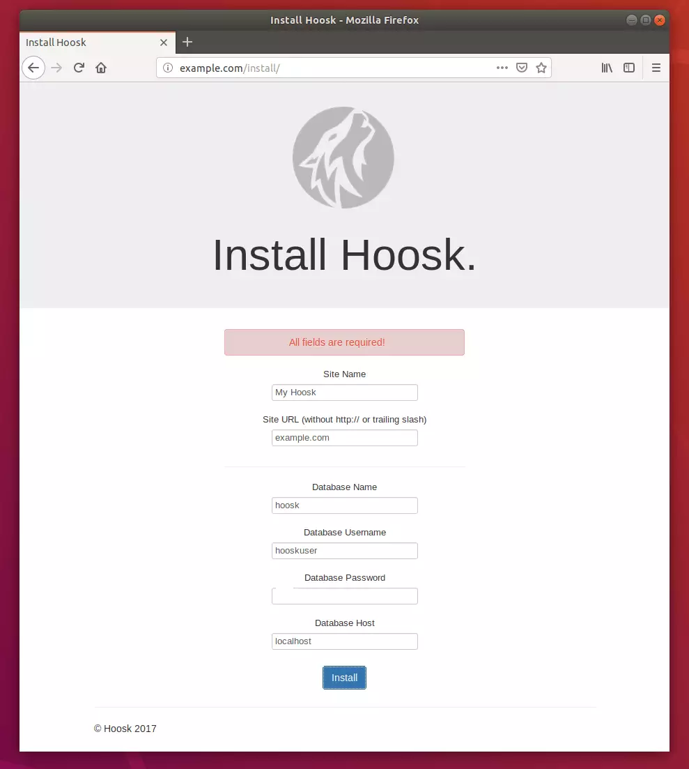 Hoosk ubuntu setup