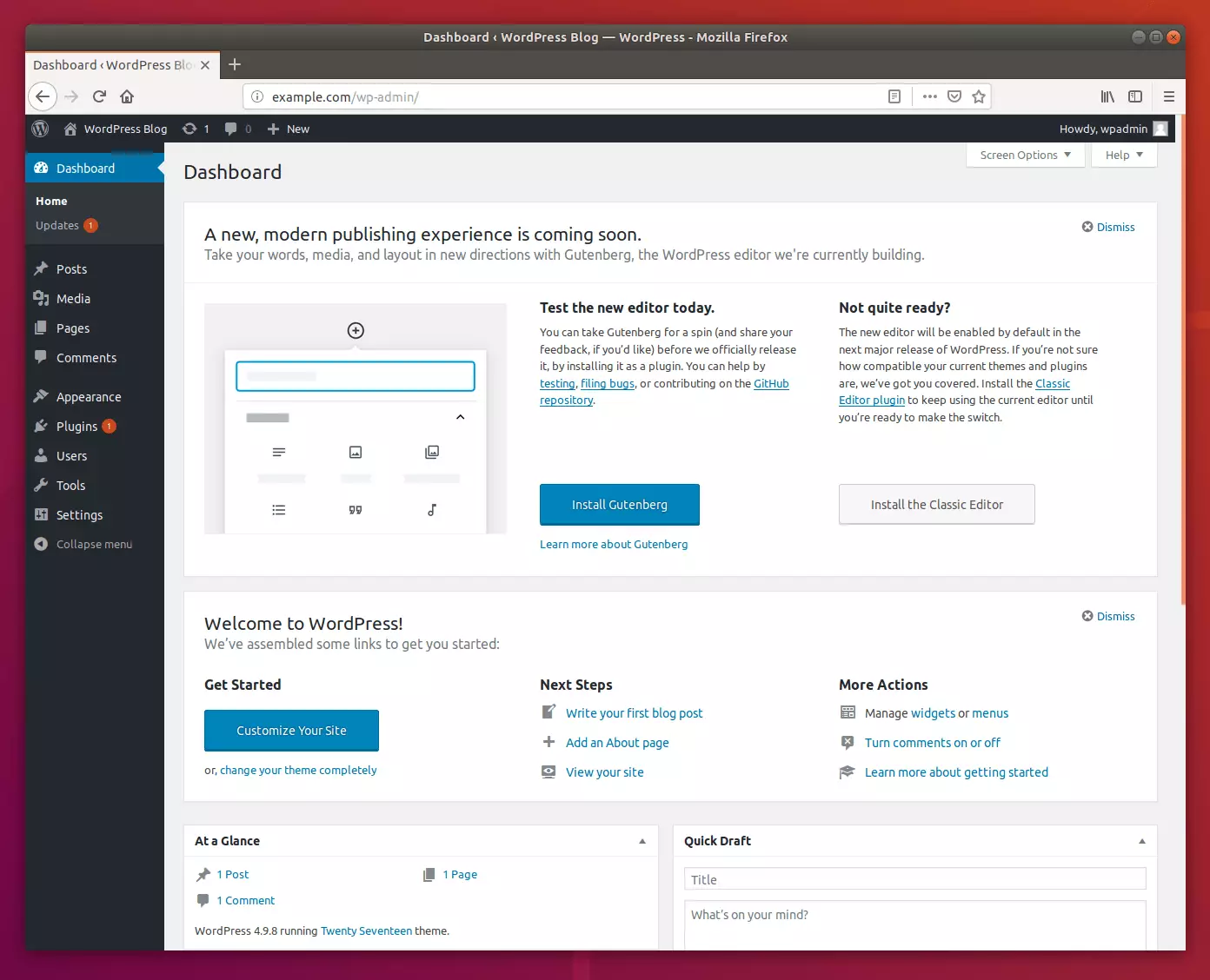 WordPress Ubuntu install