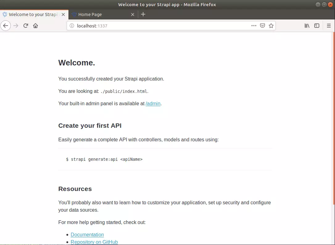 Strapi API Ubuntu