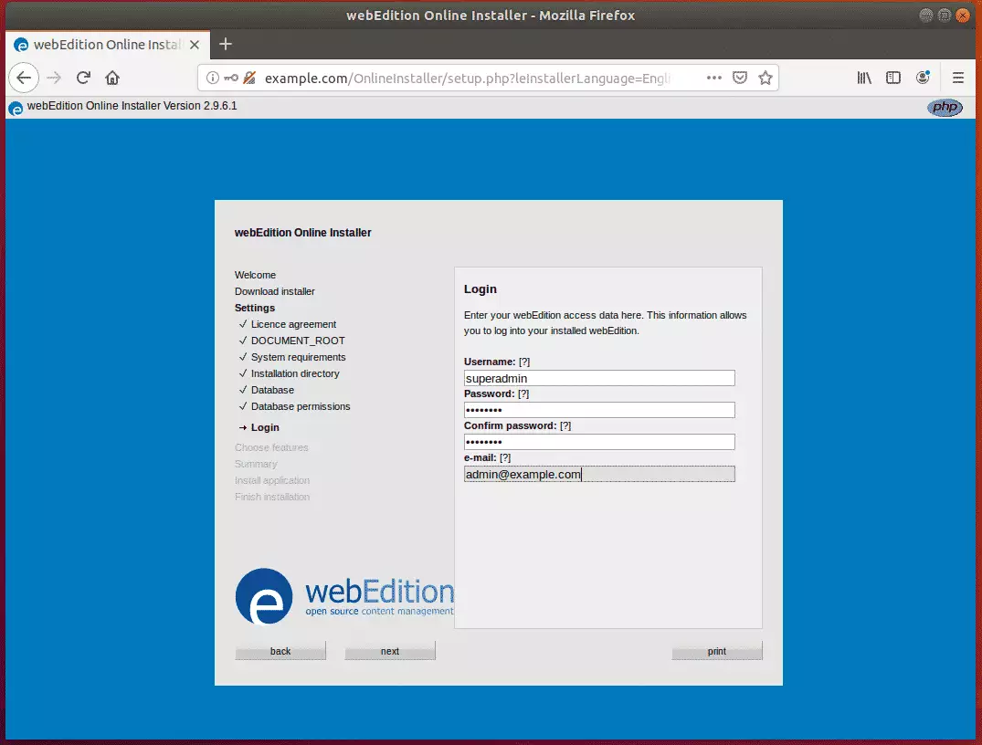 webEdition Ubuntu Setup