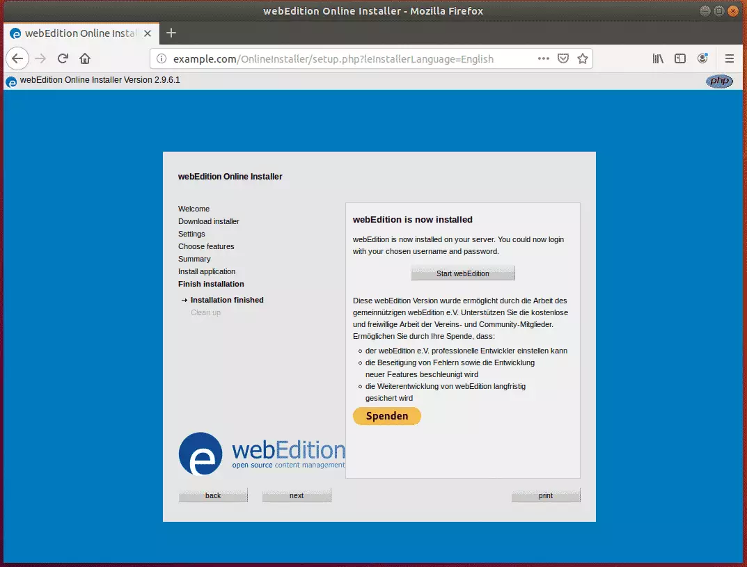 webEdition Ubuntu Setup