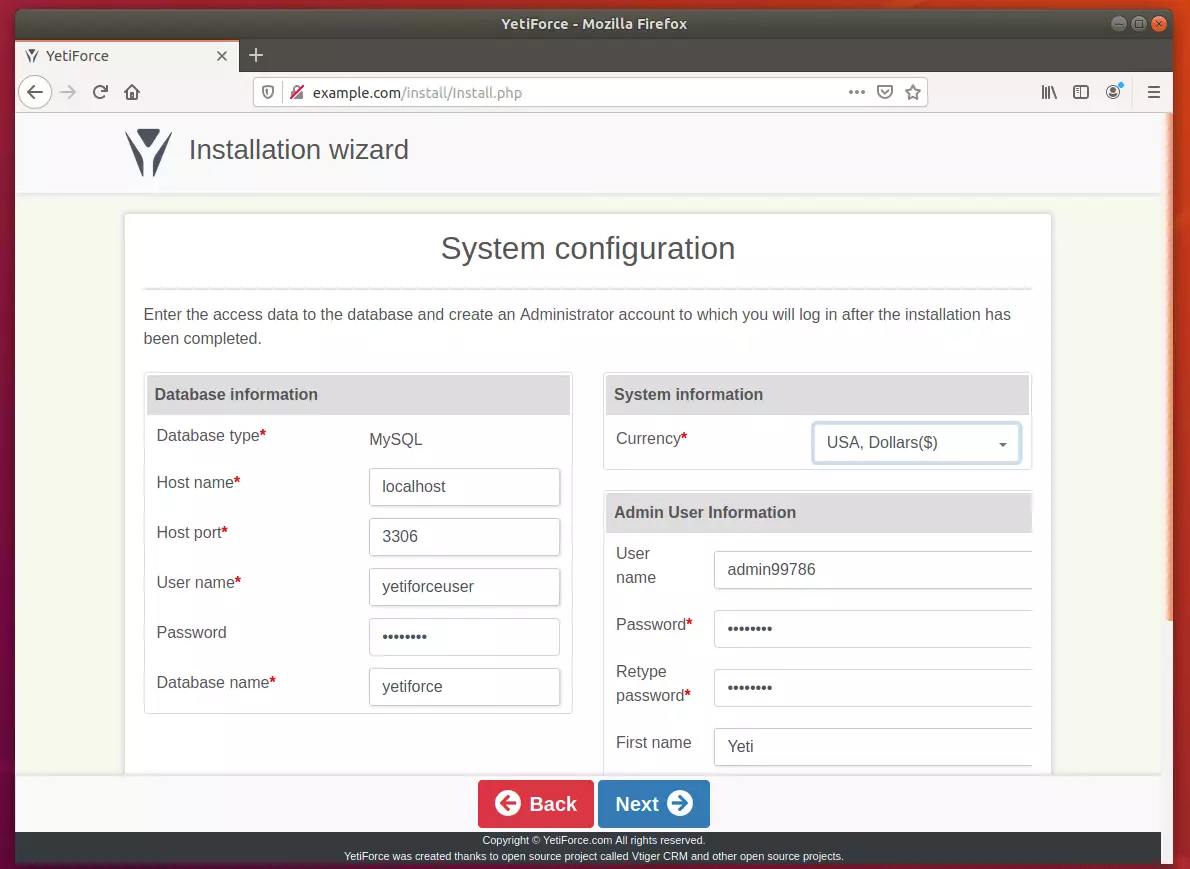 YetiForce Ubuntu Setup