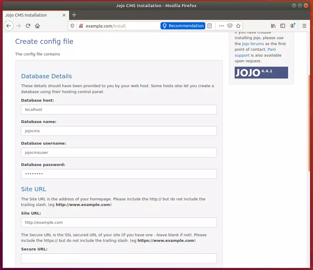 JOJO CMS Ubuntu setup