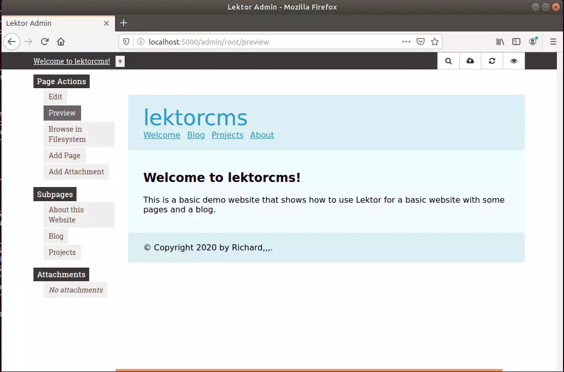 Lektor CMS Ubuntu