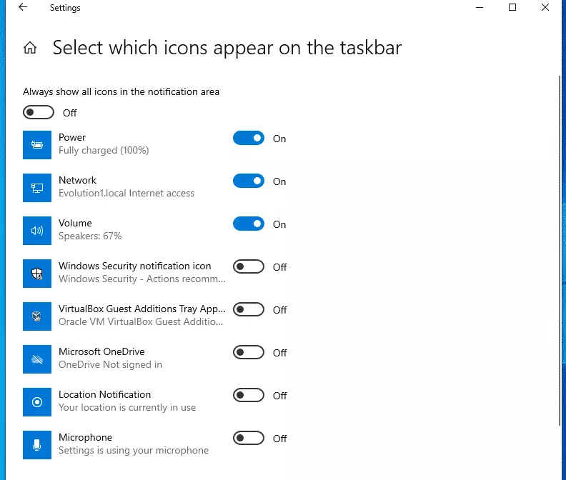 Windows taskbar icons