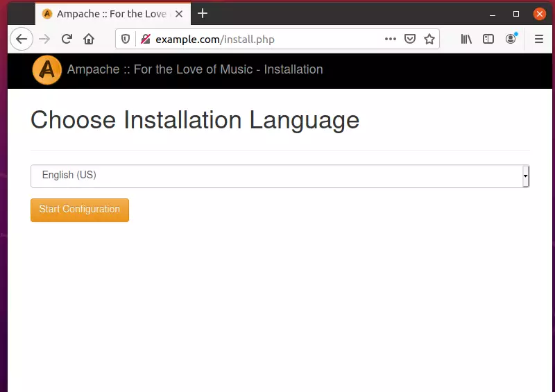 ampache ubuntu installation language