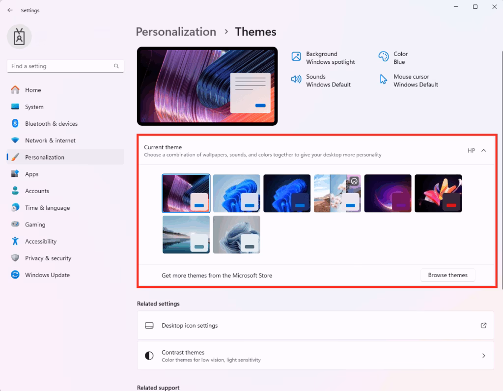 Browse Windows 11 themes