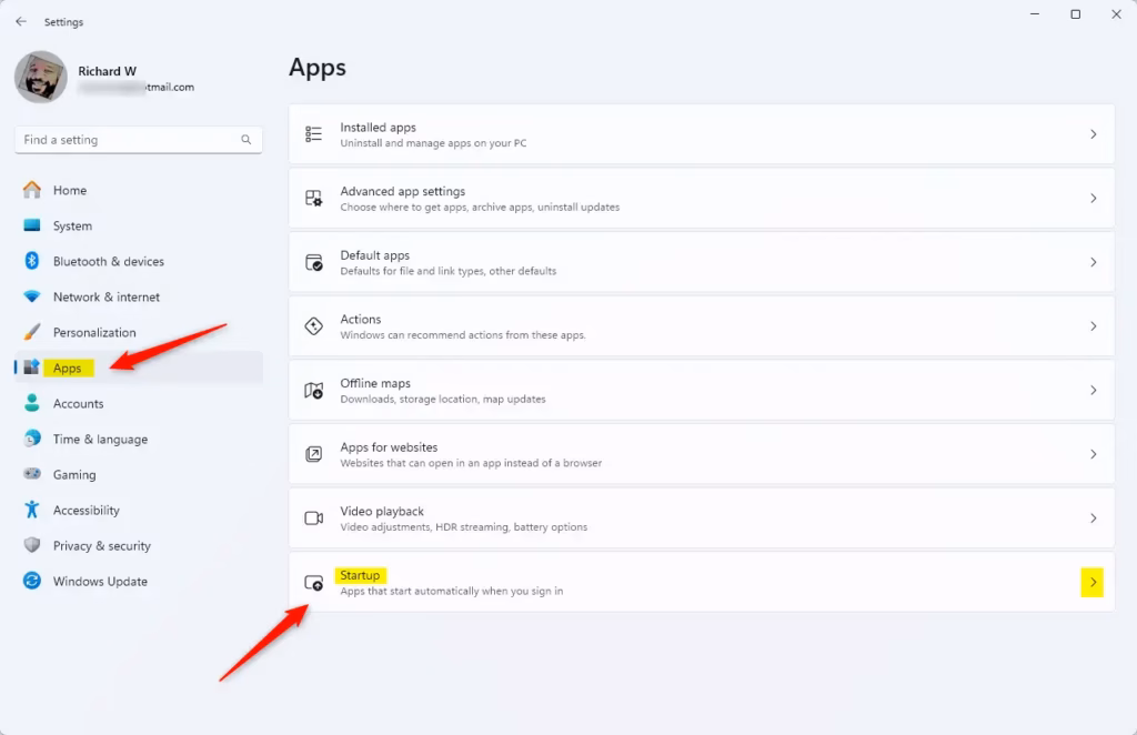 Windows 11 Apps Startup