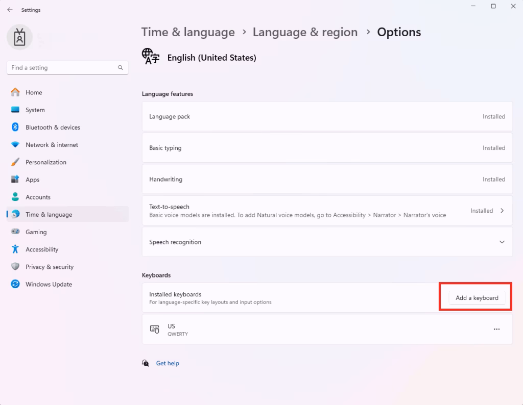 Windows 11 display language keyboard add