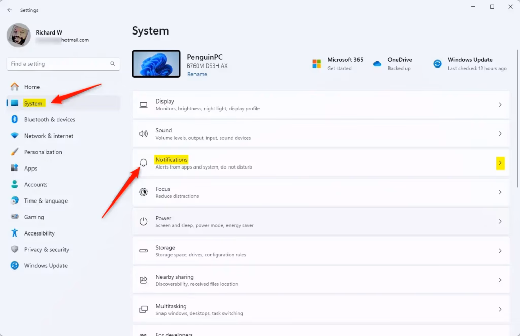 Windows 11 notifications