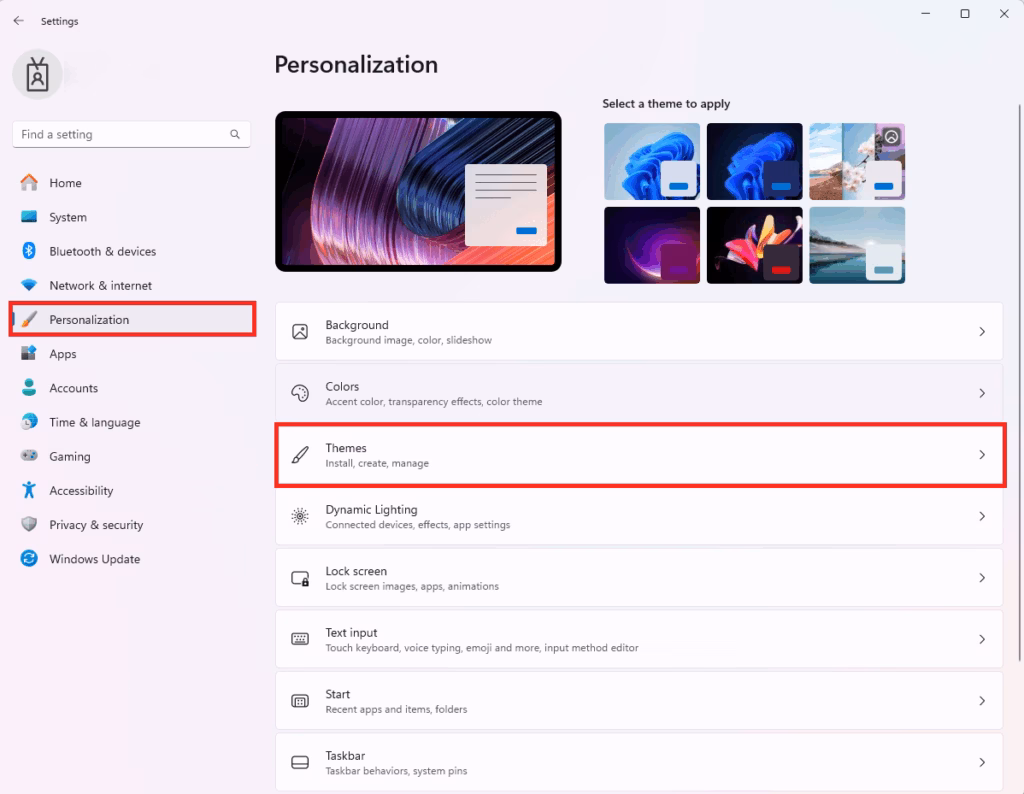 Windows 11 themes tile