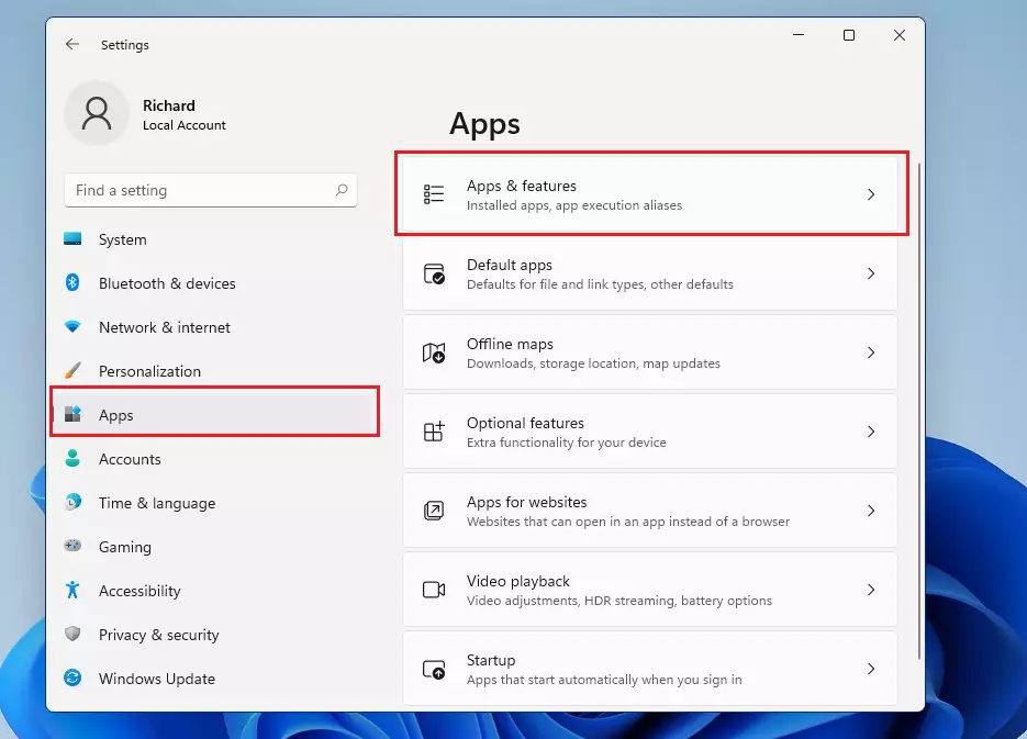 Application features. Windows Subsystem for Android. Apps and features Windows 11.