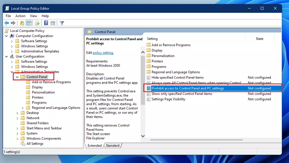 A Guide to Disabling Access to Control Panel and Settings in Windows 11 - Geek Rewind