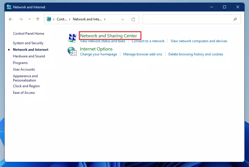 windows 11 network and sharing center