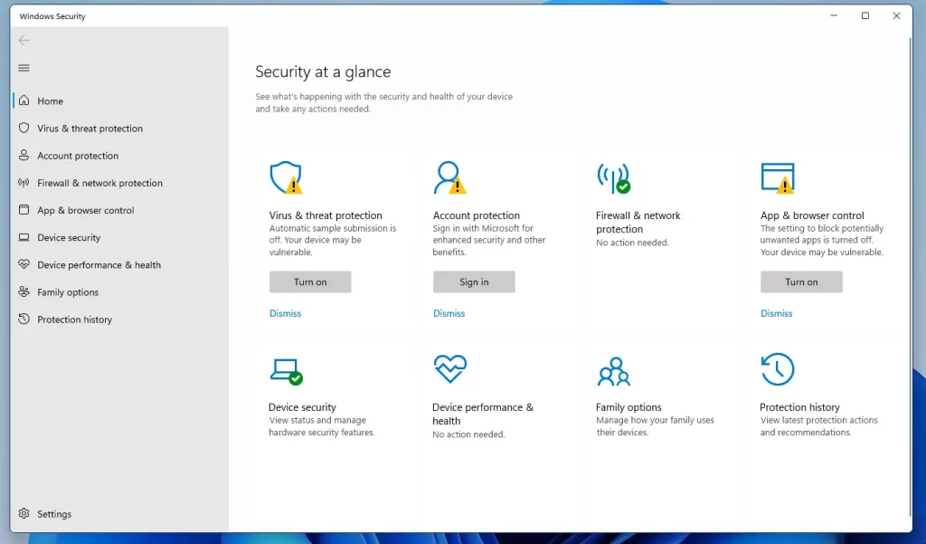 windows security glance dashboard