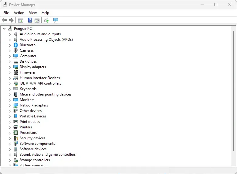 Windows 11 Device Manager window showing hardware and drivers.