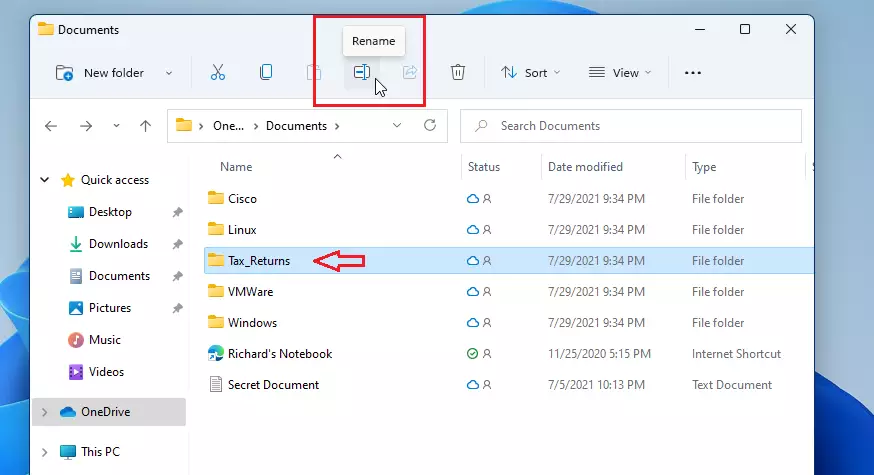windows 11 rename file and folder