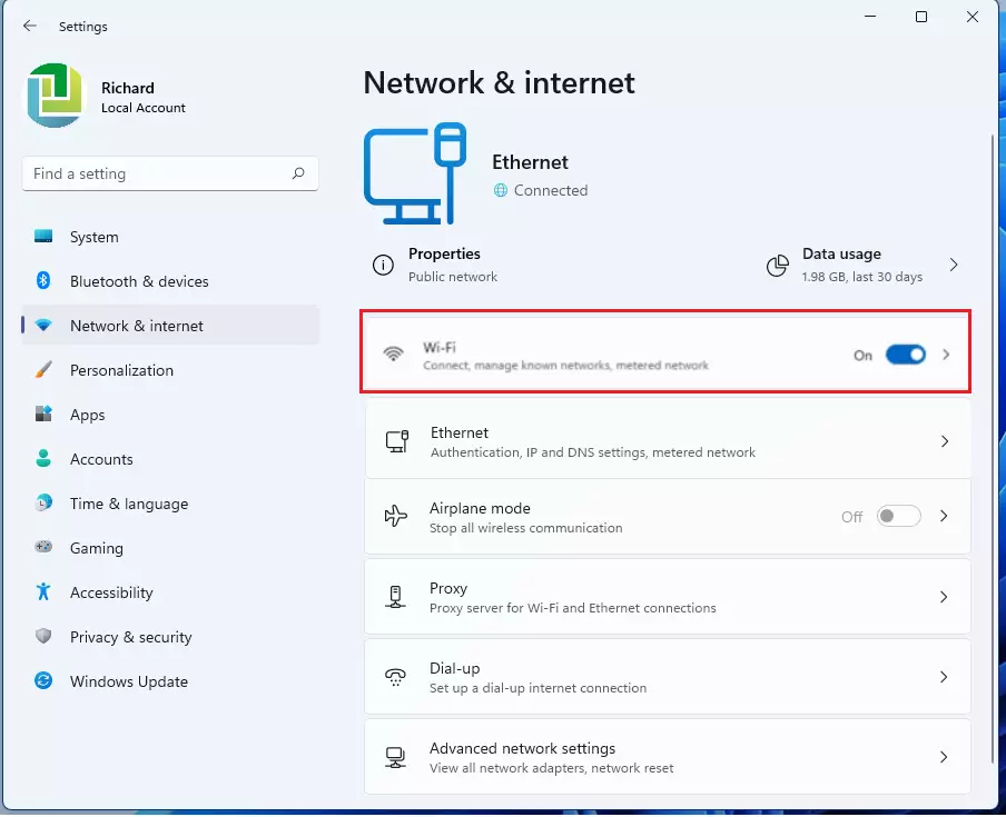windows 11 select wifi connection on list
