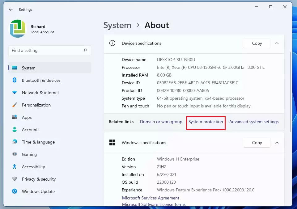 How to Restore Windows 11 from a Restore Point 4 windows 11 system protection link