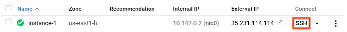 establish ssh connection to vm instances