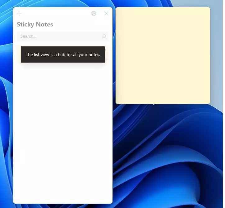 sticky notes list view hub