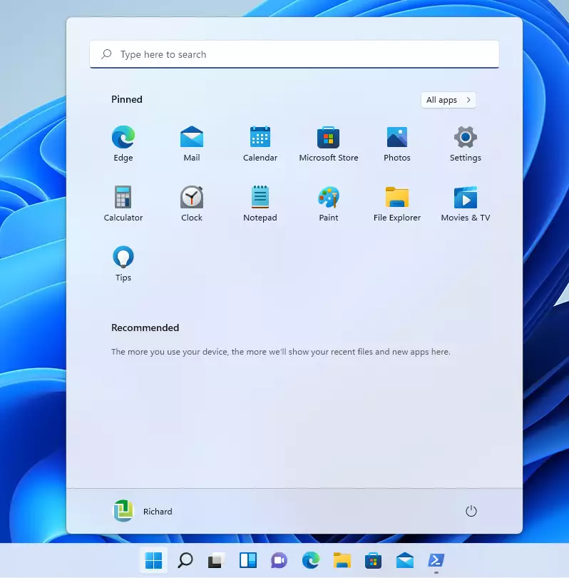 windows 11 start menu button