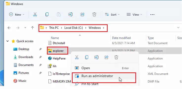 run file explorer as administrator windows 11