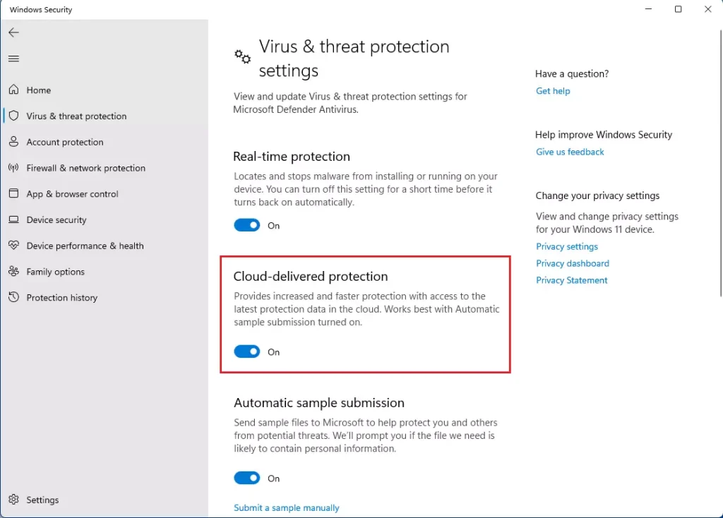 windows 11 cloud delivered protection