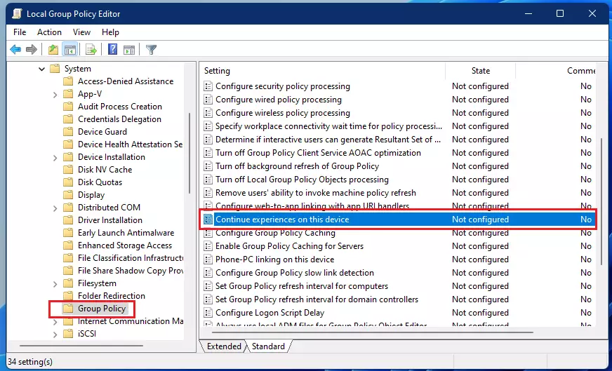 windows 11 disable continue experience on this device