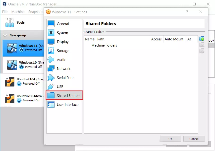 virtualbox shared folders windows 11