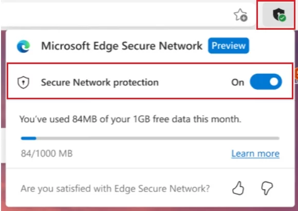 Microsoft edge secure network on