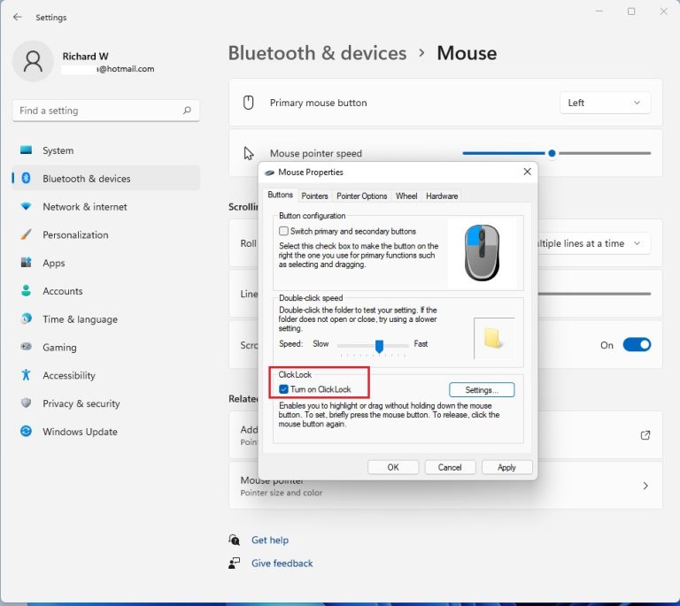 Click Lock Setting How to Enable or Disable ClickLock in Windows 11 | Geek Rewind
