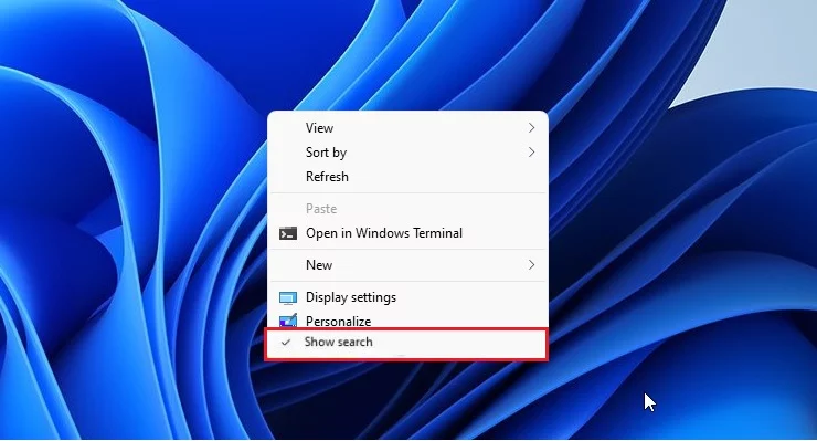 windows 11 show search on desktop