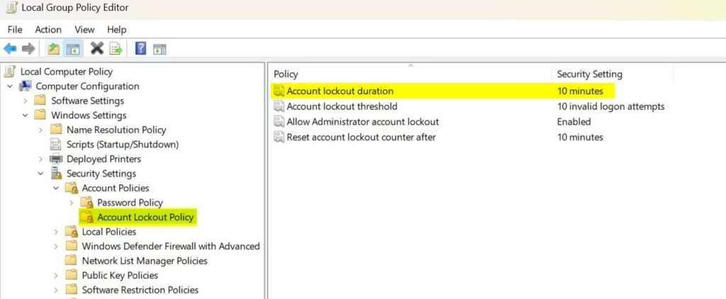 windows 11 account lockout duration policy