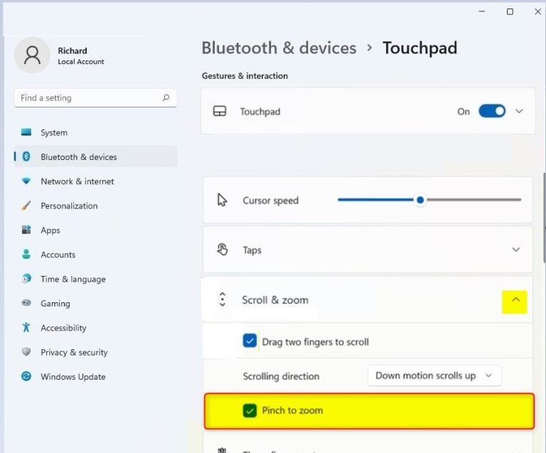 How to Enable or Disable Touchpad Zooming with Pinch Gesture in Windows