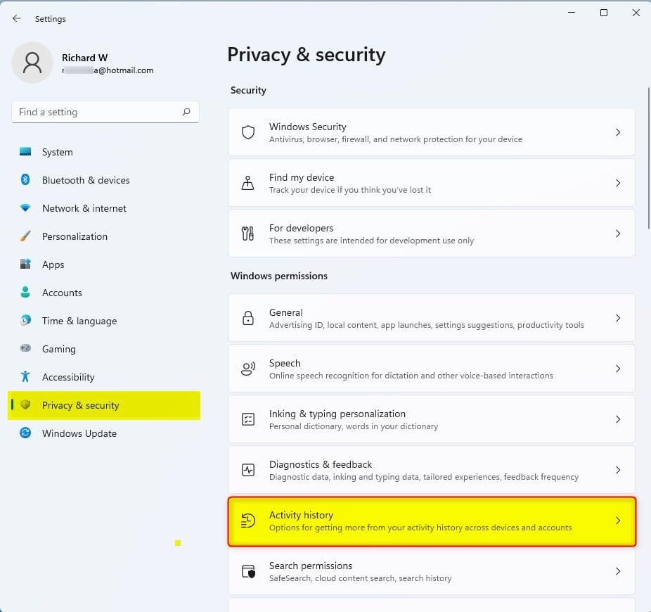 Configuring Activity History Sharing Settings With Microsoft In Windows ...