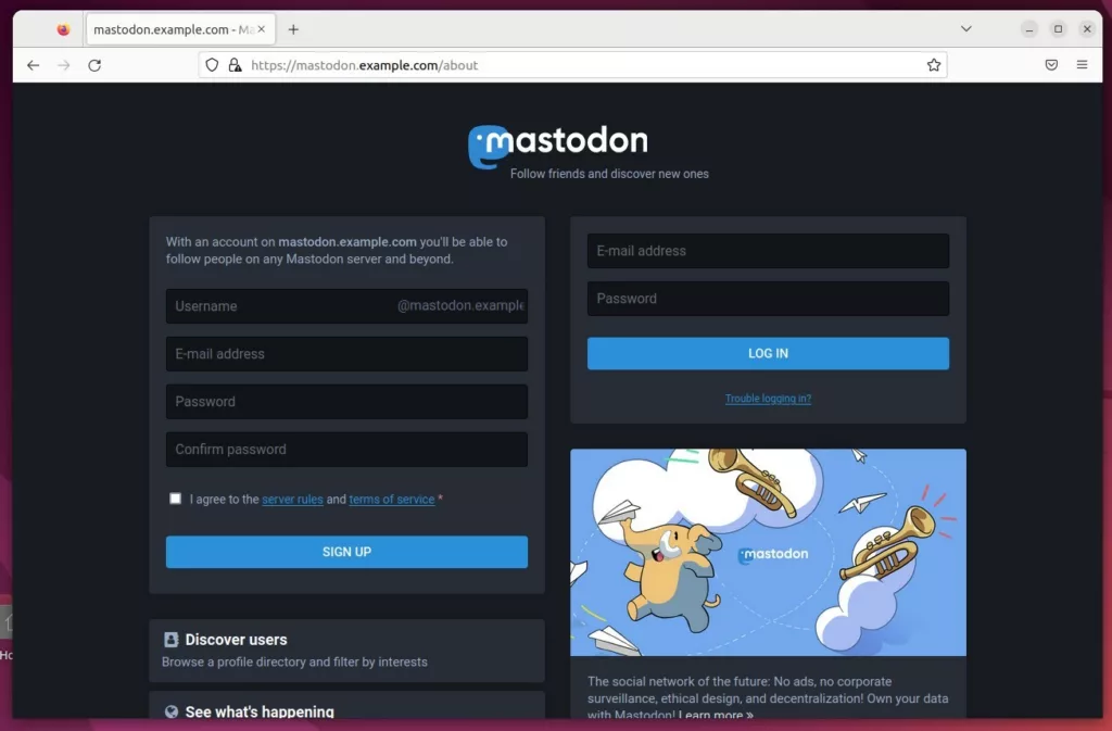 ubuntu linux install mastodon web portal