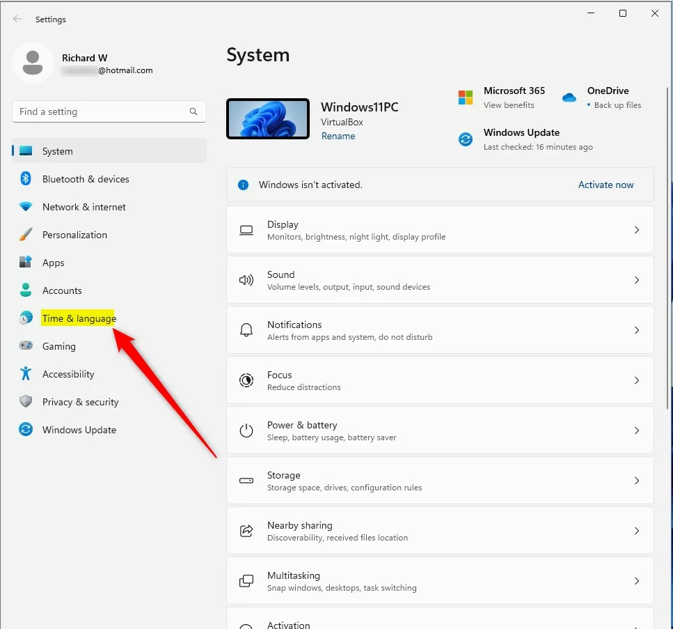 windows 11 time and language icon