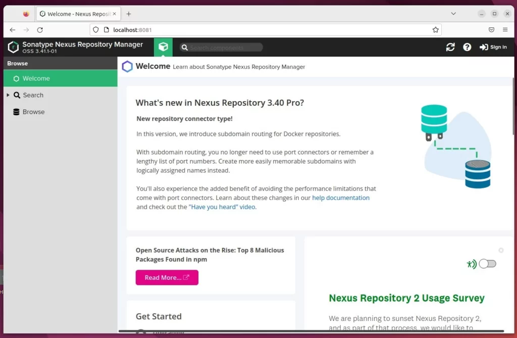 ubuntu install nexus repository manager web portal