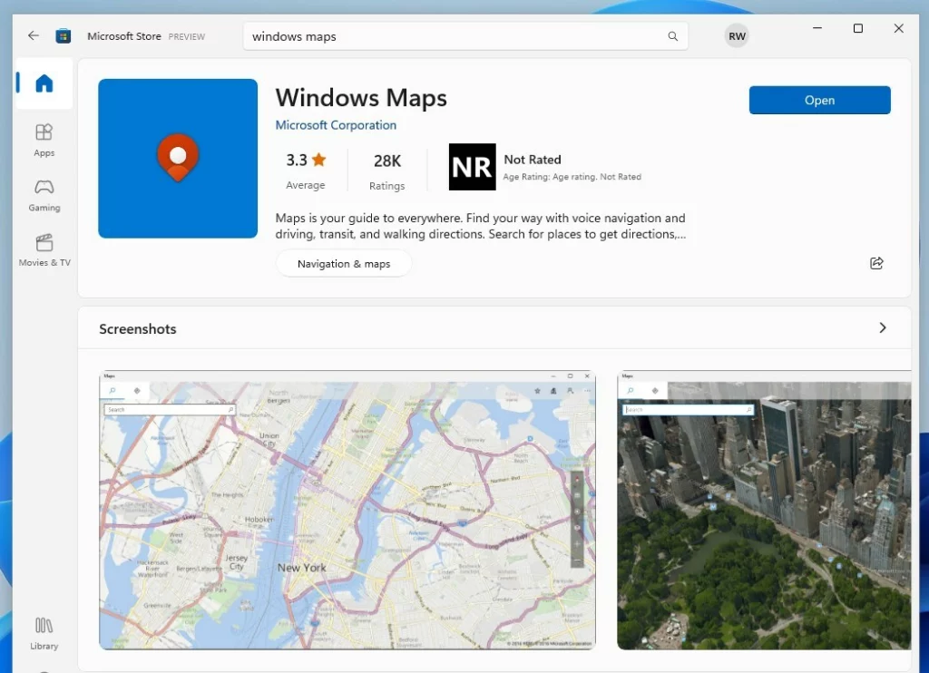 windows 11 windows maps app from microsoft store