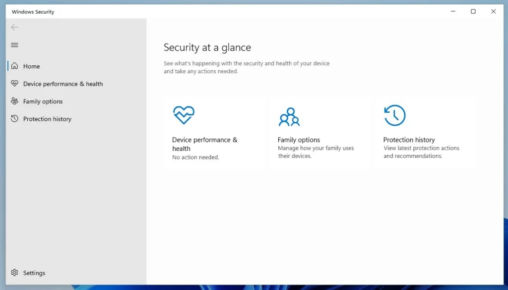 windows 11 windows security app without device security