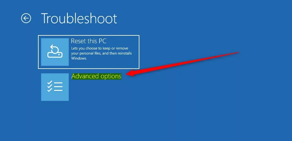 windows 11 advanced startup boot advanced options